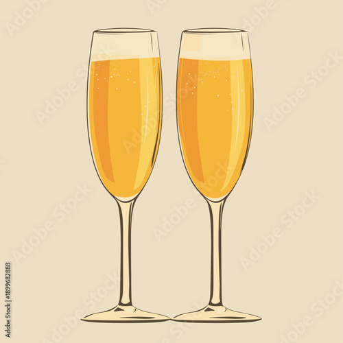 Elegant champagne flutes with sparkling drink