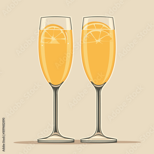 Elegant champagne flutes with sparkling drink