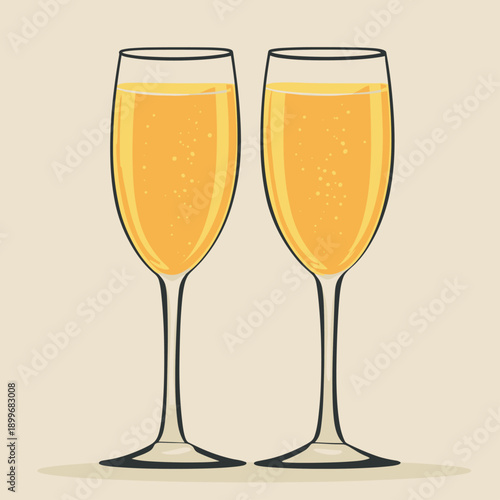 Elegant champagne flutes with sparkling drink