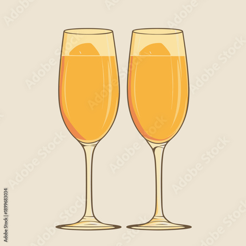 Elegant champagne flutes with sparkling drink