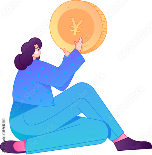 Professional sketch illustration of a figure holding a gold coin, depicting its body movements.
