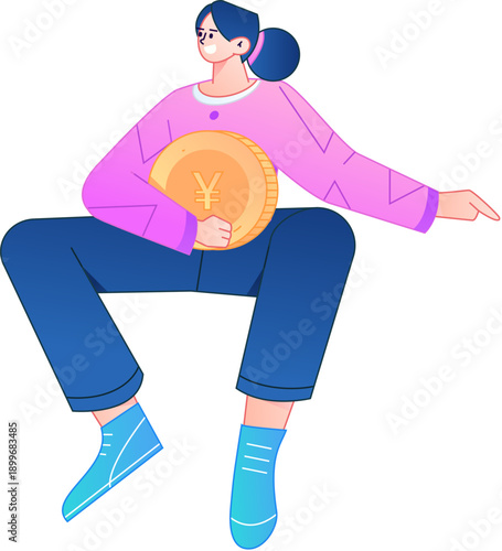 Professional sketch illustration of a figure holding a gold coin, depicting its body movements.
