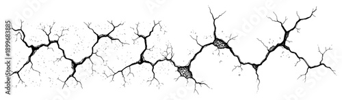 Hand drawn sketch of horizontal crack fissure line on white background