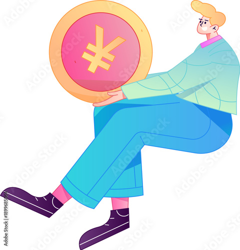 Professional sketch illustration of a figure holding a gold coin, depicting its body movements.
