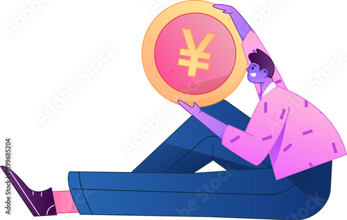 Professional sketch illustration of a figure holding a gold coin, depicting its body movements.
