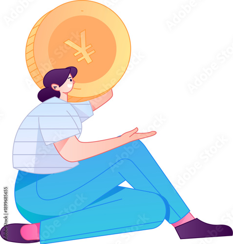 Professional sketch illustration of a figure holding a gold coin, depicting its body movements.
