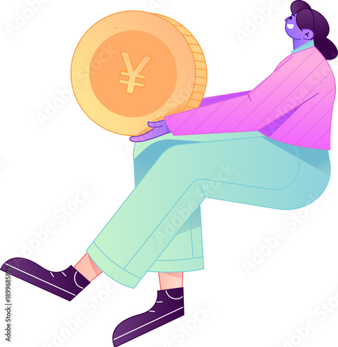 Professional sketch illustration of a figure holding a gold coin, depicting its body movements.
