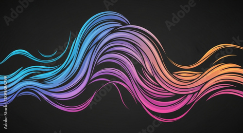 Colorful Abstract Waves on Black Background