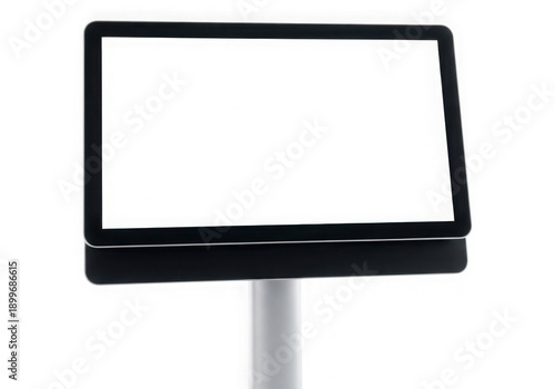Digital signage or menu board mockup with blank screen isolated on transparent background