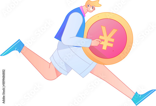 Professional sketch illustration of a figure holding a gold coin, depicting its body movements.
