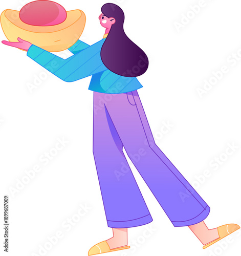 Professional sketch illustration of a figure holding a gold coin, depicting its body movements.
