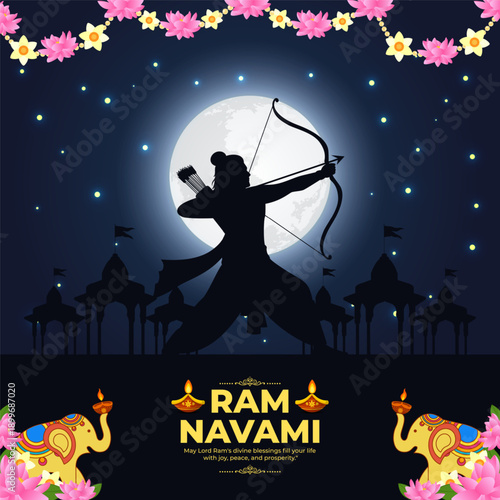 Vector illustration of Rama Navami social media template
