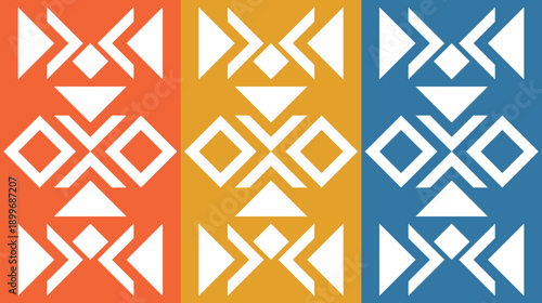 Ethnic Folk Pattern Background with Traditional Geometric Tribal Motifs and Warm Earthy Tones. Illustration art. Vector