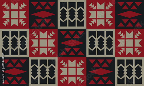 Ethnic Folk Pattern Background with Traditional Geometric Tribal Motifs and Warm Earthy Tones. Illustration art. Vector