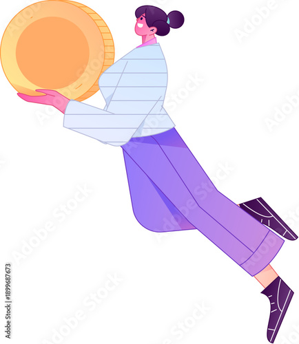 Professional sketch illustration of a figure holding a gold coin, depicting its body movements.
