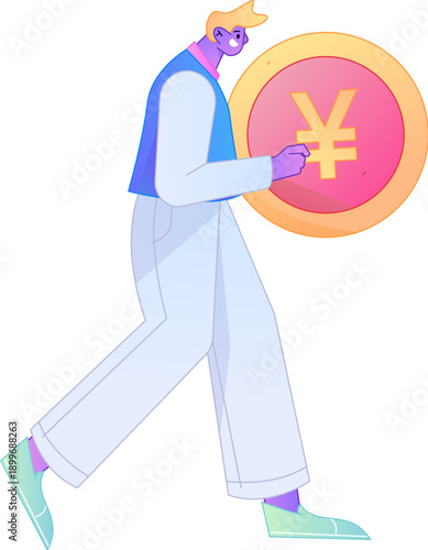 Professional sketch illustration of a figure holding a gold coin, depicting its body movements.

