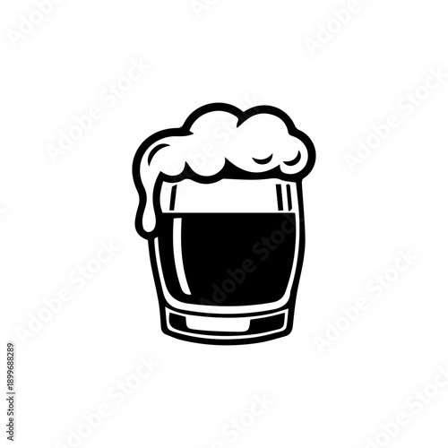 Big mug of cold beer with foam and bubble. retro style beer  mug glass with foam vector illustration.