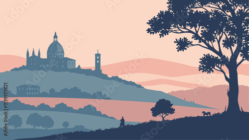 Abstract Evening Horizon Vector