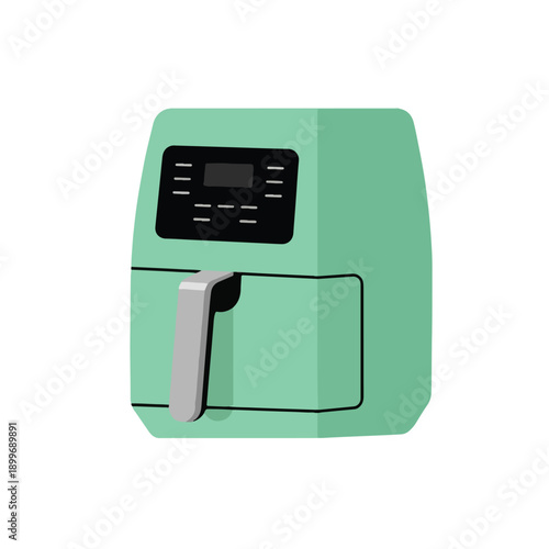 Mint Green Air Fryer Kitchen Appliance Flat Vector Icon