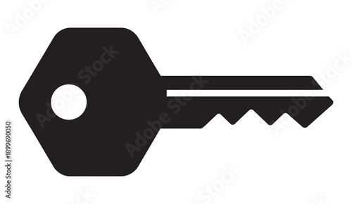 Simple Key Vector Illustration Icon, security key vector, lock access symbol, password icon, unlock tool illustration, keyhole pictogram, user interface design