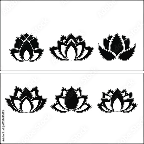 Lotus Flower Silhouettes Set