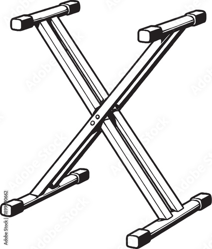 X Style Keyboard Stand Black and White 3D Line Art Icon