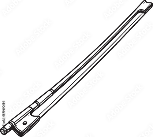 Violin Bow Black and White Line Art Icon 3D Lite EPS SVG