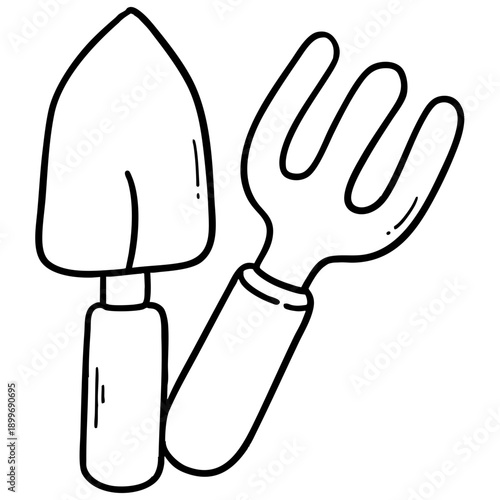 Garden Trowel and Fork Outline