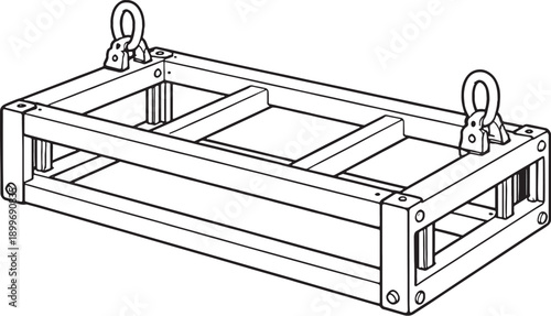 Stage Speaker Array Frame Black and White 3D Lite Line Art