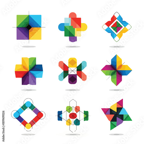 Abstract Geometric Shapes and Colorful Composition