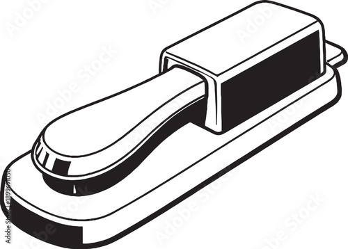 Piano Sustain Pedal Black and White 3D Line Art Icon