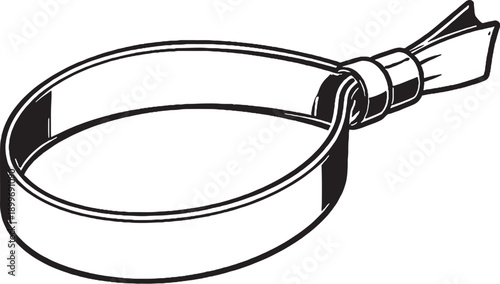 Music Festival Wristband Black and White 3D Line Art Icon