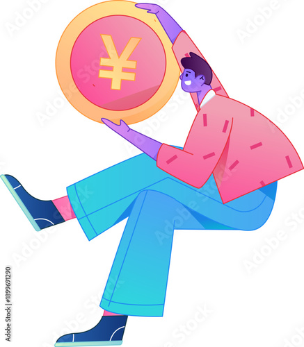 Professional sketch illustration of a figure holding a gold coin, depicting its body movements.
