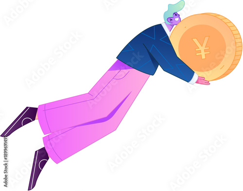 Professional sketch illustration of a figure holding a gold coin, depicting its body movements.

