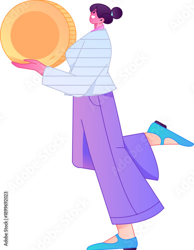 Professional sketch illustration of a figure holding a gold coin, depicting its body movements.
