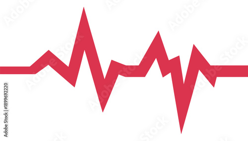 A red ECG heartbeat line on a white medical background illustration