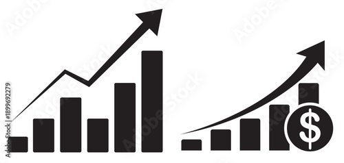 Business growth and financial success charts with arrows