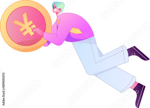 Professional sketch illustration of a figure holding a gold coin, depicting its body movements.
