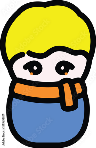 Boy wearing a warm winter orange scarf