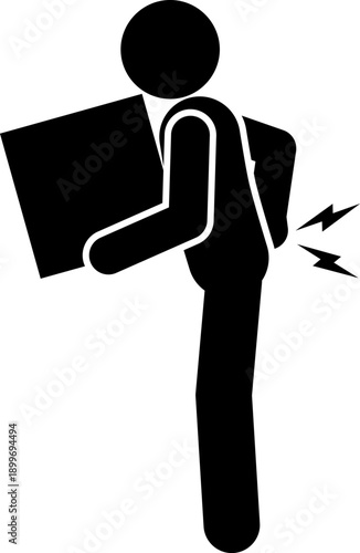 Stick figure suffering from lower back pain.