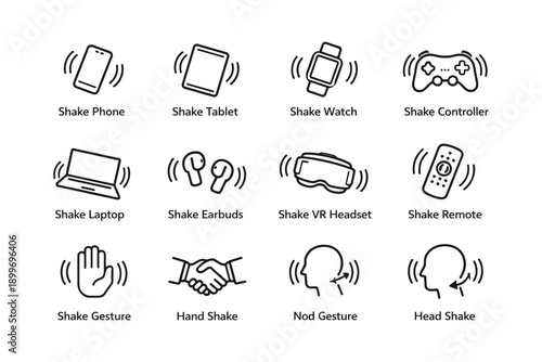 Device shake icons: technology gestures and interaction symbols