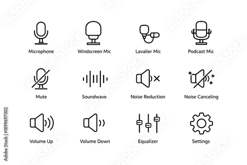 Microphone and audio control icons for sound management