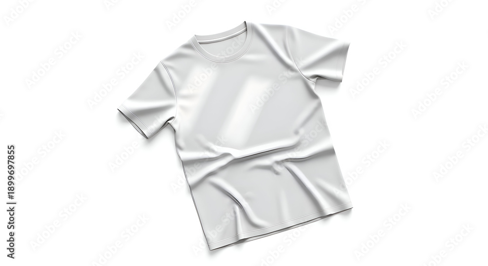 Naklejka premium A clean and crisp white t shirt is artfully draped and folded on a pure white background showcasing its simple elegance and versatile design for fashion mockups and graphic design