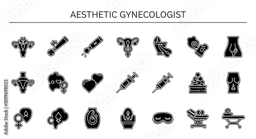 Aestheticgynecologist Icon Set for Medical Websites