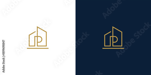 modern Home initial letter P monogram logo design