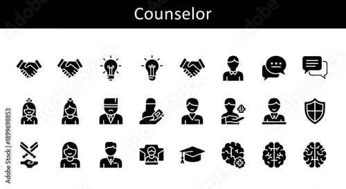 Counselor Icon Set Mental Health, Therapy, Support, and Guidance Services