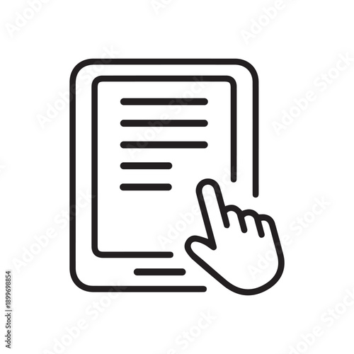 E-book Line Icon with Mouse Pointer. Electronic Book Device for Education and Learning. E-book Reader, E-reader linear icon. Pc Tablet pictogram. Editable stroke. Vector illustration
