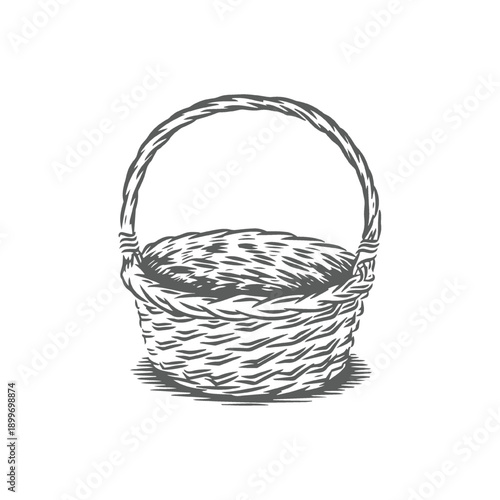 Vintage Hand-Drawn Wicker Basket Illustration