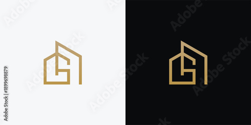 Modern Home idea  initial letter G  monogram logo design