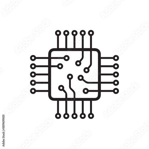 Microchip icon. CPU and GPU icon. Processor icon
